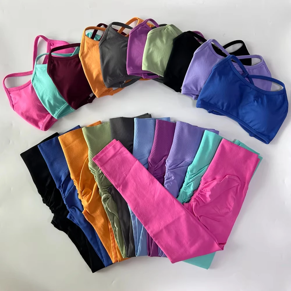 

Комплект из 2 предметов, ударные брюки + бюстгальтер, костюм для тренировок в тренажерном зале, йоги, пилатеса, велоспорта, фитнеса, бесшовные леггинсы, дышащий комплект для йоги