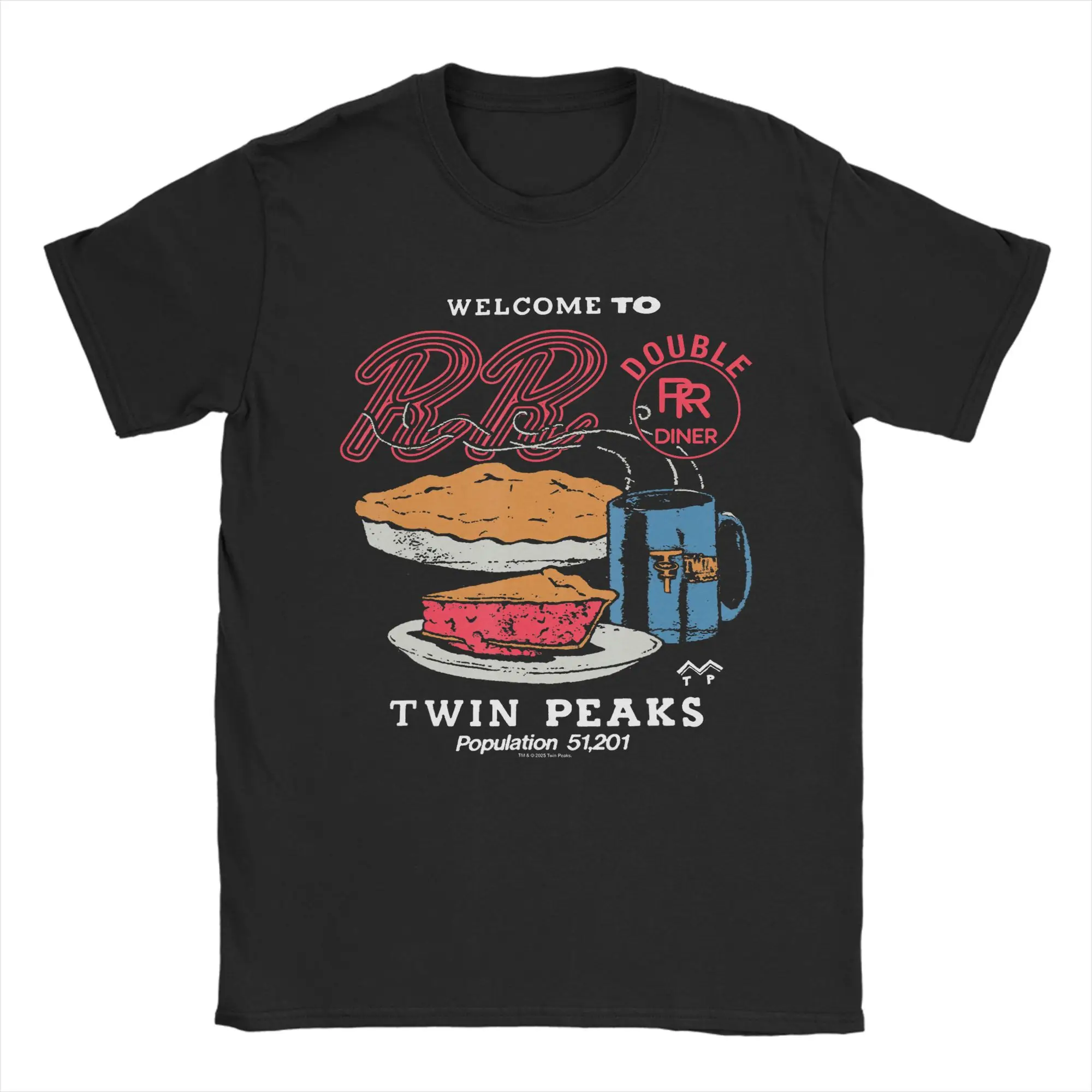 Men T-Shirt Twin Peaks Welcome to The Double R Diner Coffee and Pie TV Short Sleeve  T Shirts Crewneck Clothing New Arrival