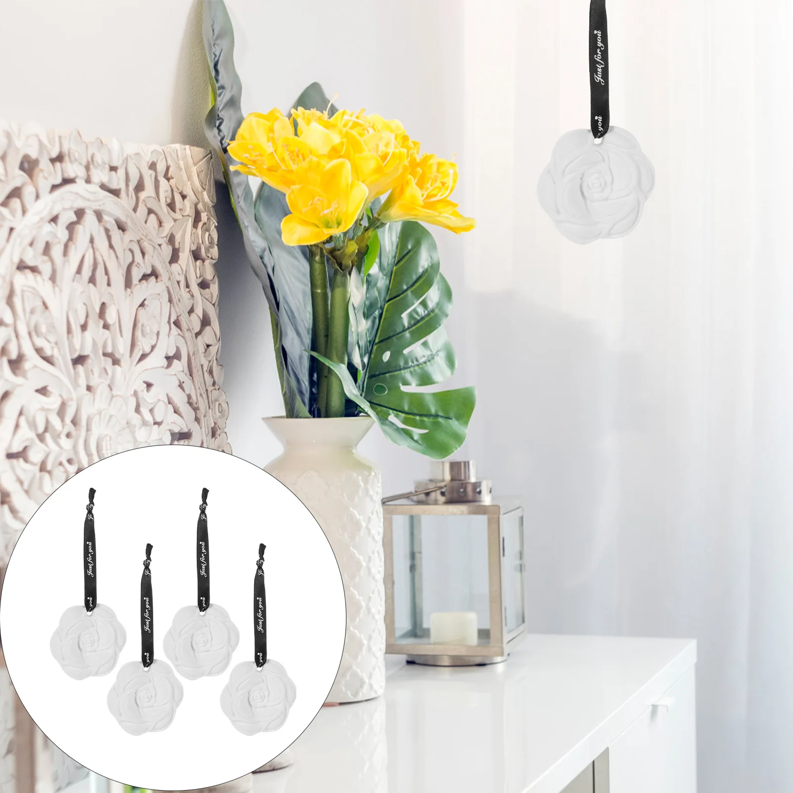 

4pcs Aromatherapy Flower Shape Diffuser Closet Air Freshener Hanging Car Room Wardrobe Deodorizer Drawer Indoor Scent Home Long