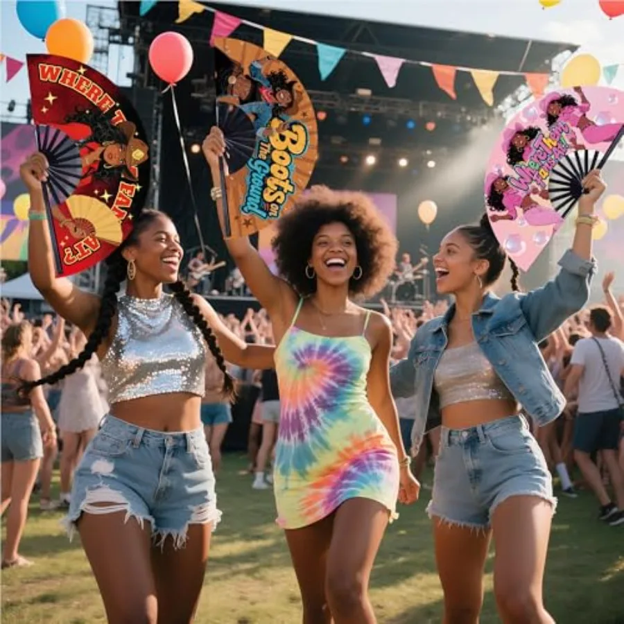 13In Fans for Line Dancing, Where Them Fans At Clack Fan for Line Dancing, Boots On The Ground Hand Fan, Large Festival Folding