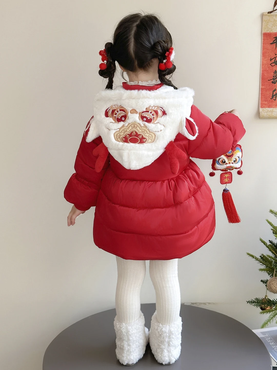 

Girls Winter New Year Visiting Clothes Thiened Fce Lined Cotton Jaet Warm Coat New Sle 2025 for Baby Girls