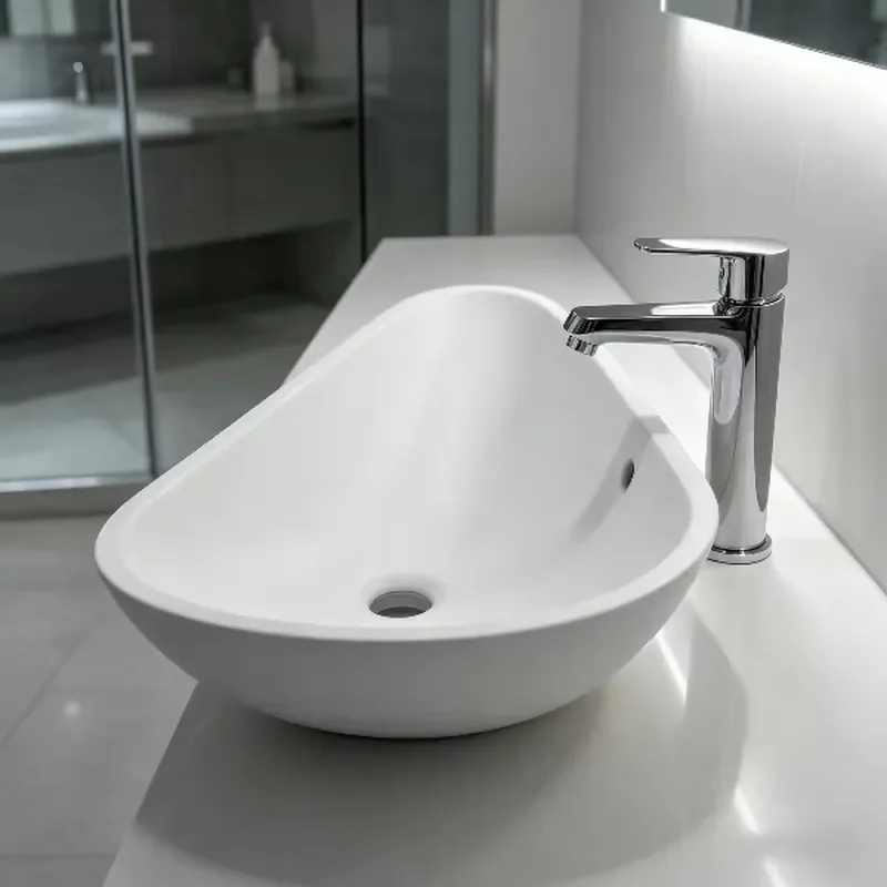 Modern Acrylic Bathroom Sink Countertop Washbasin Imitation Marble Effect Easy Clean Hotel Container Basin for Home Decor