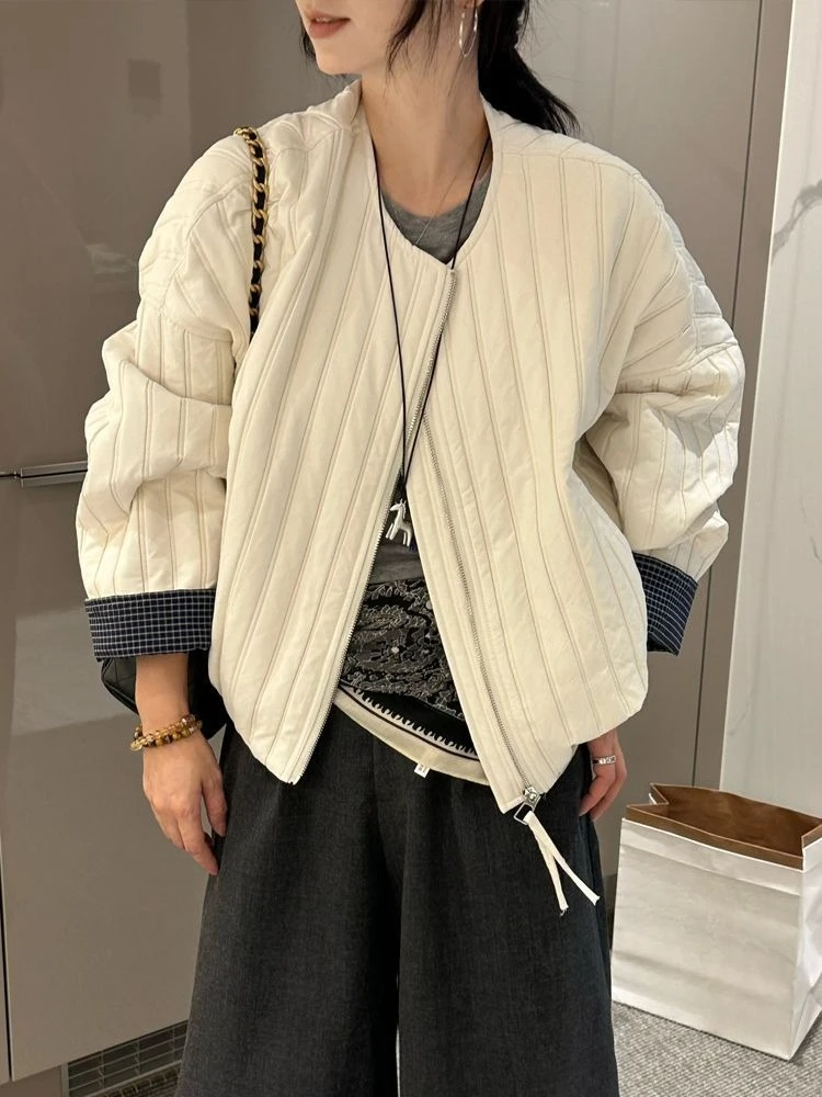 

2025 New Arrival Women's Short Length Thin Cotton European Style Cardigan Loose Fit Casual Versatile Outerwear Non Infringing