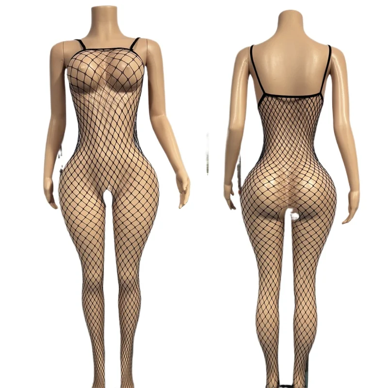 

Women Sexy Lingerie Crotchless Fishnet Mesh Erotic Bodysuit Female Stretch Open Crotch Hollow Out Bodystockings