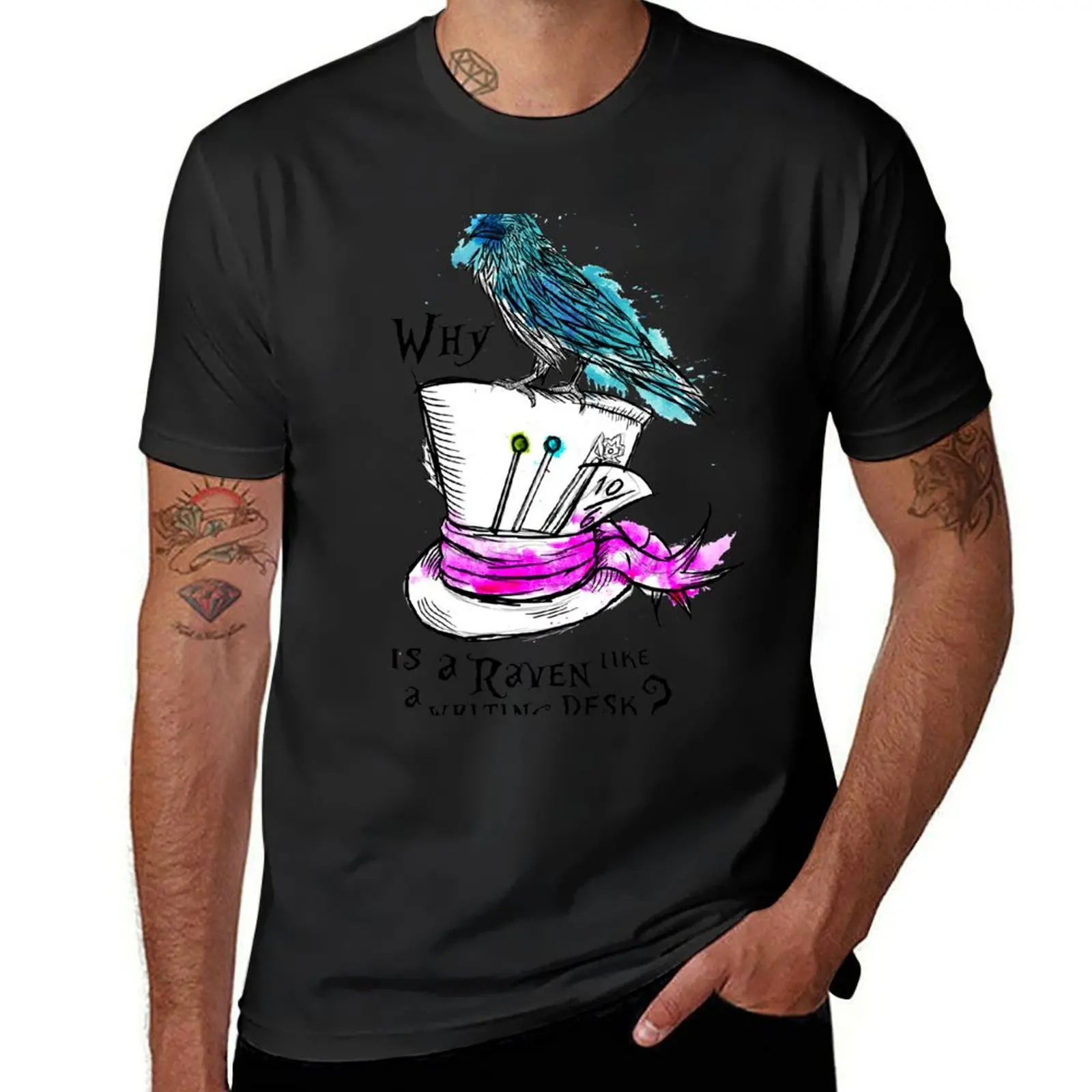 

Why is a raven like a writing desk T-Shirt shirts graphic tee sweat designer shirts customizeds tshirts for men