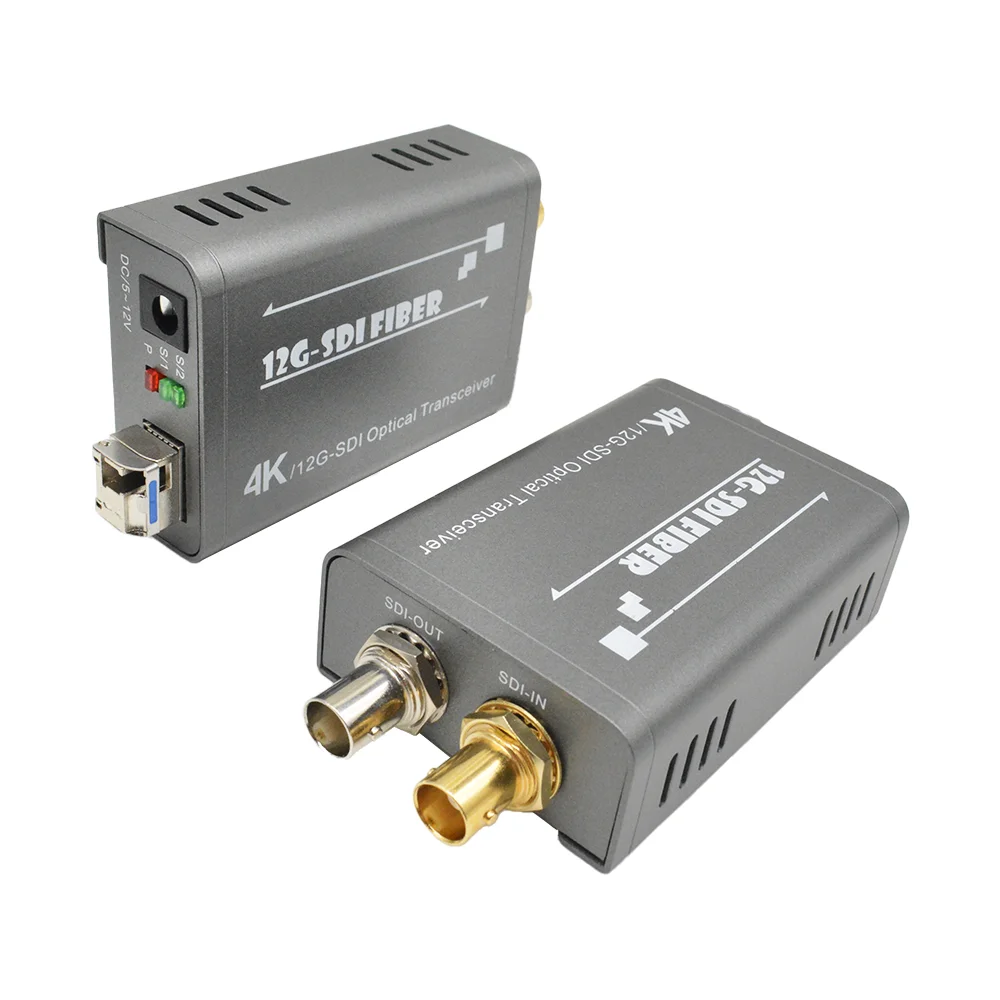 Bi-directional 4K 12G SDI Fiber Extender over LC Fiber Optical Cable 2160P Broadcast Level SDI to Fiber Transceiver Converter