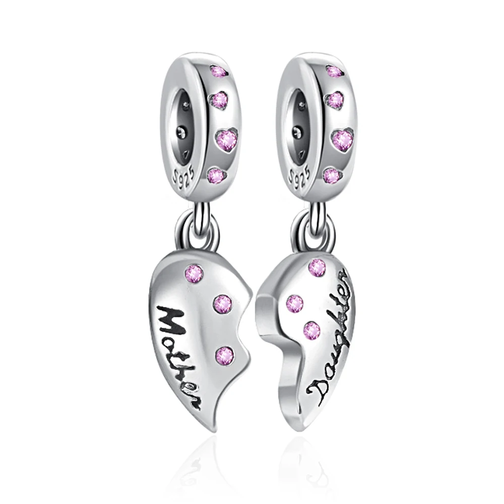 New Fashion 925 Sterling Silver Mother's Day Mom Daughter DIY Fine Beads Fit Original Pendant Women Bracelet Accessories Gift image 3
