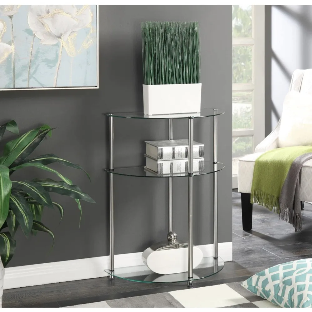 

Designs2Go Classic Glass 3 Tier Half-Circle Entryway Table, Glass