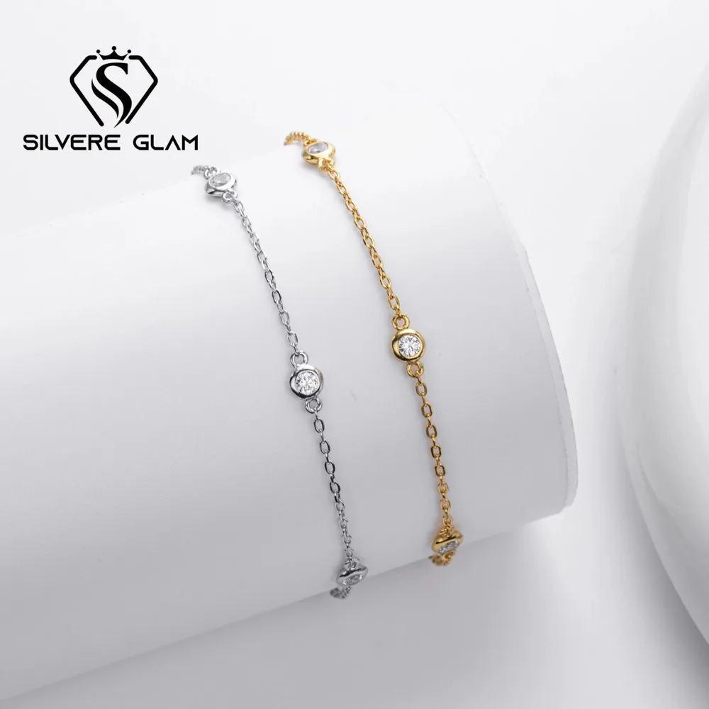 

TY браслет-цепочка из стерлингового серебра 925 пробы с муассанитом для женщин и мужчин, минималистичный браслет с пузырьками, ювелирные изделия D VVS1, подарок с бриллиантами