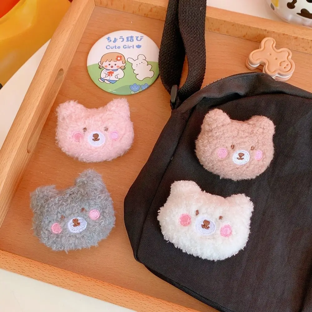 Lapel Pin Soft Plush Bear Brooch Cute Fluffy Animal Brooches Personality Handmade Clothes Badge Coat view 2