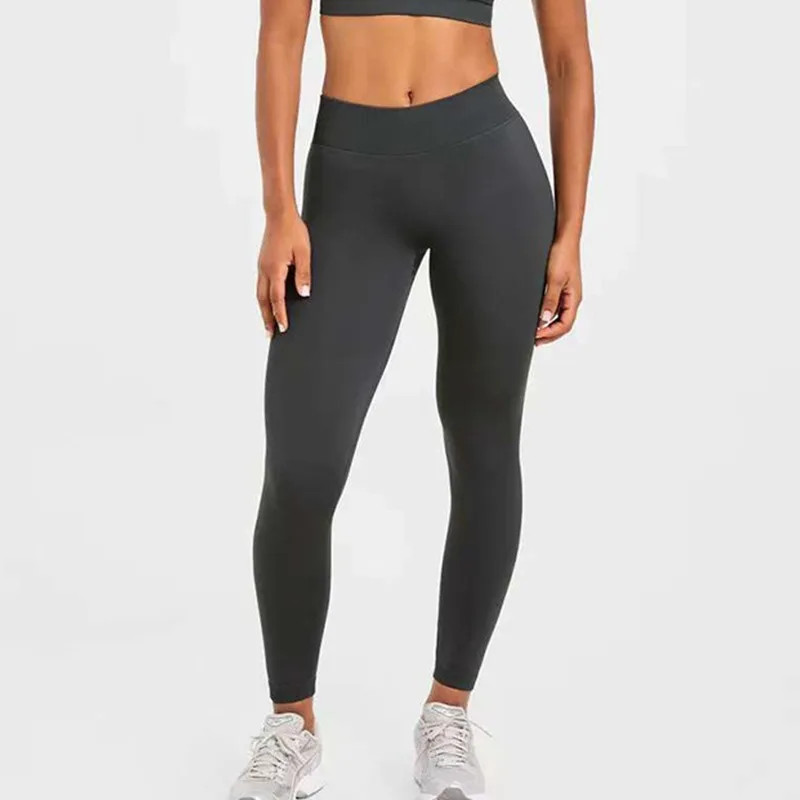 Nowe legginsy do jogi z wysokim stanem damskie, gładkie, bezszwowe spodnie, wysoce elastyczne, seksowne, modelujące pośladki, do ćwiczeń, biegania i fitnessu.