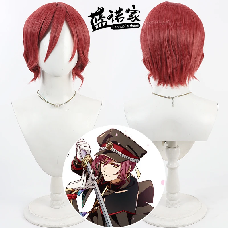 Touken ranb omokage festa de halloween 30cm curto cosplay peruca festa de halloween prop cabelo sintético fibra resistente ao calor + peruca boné