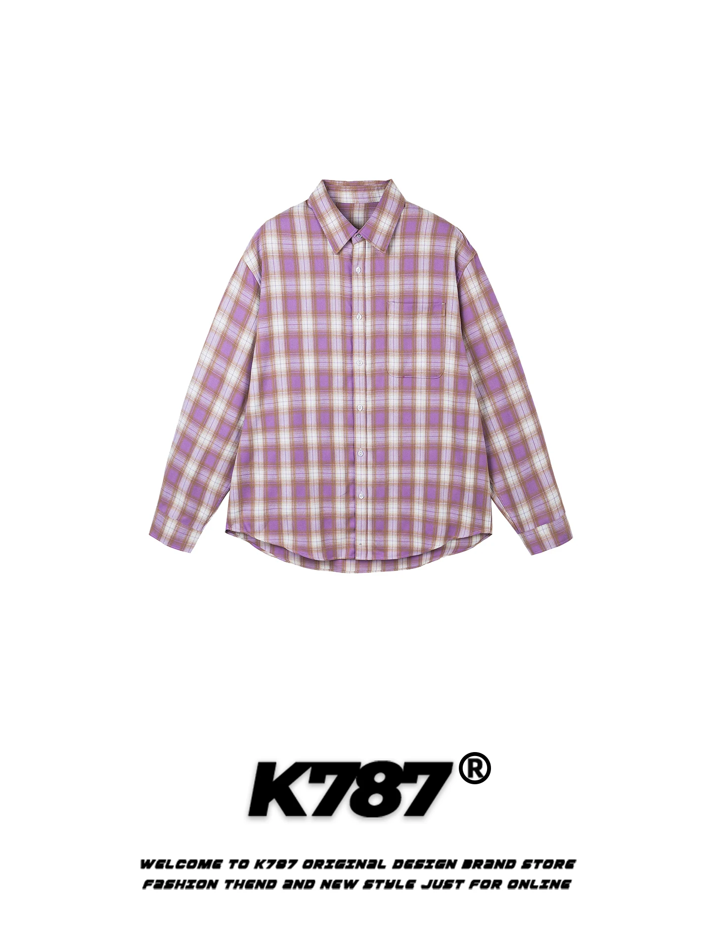 

K787 American Retro Color Blo Plaid Oversize Casual Long Sve irt Men Women Loose Fit Youthful Sle Spring Season