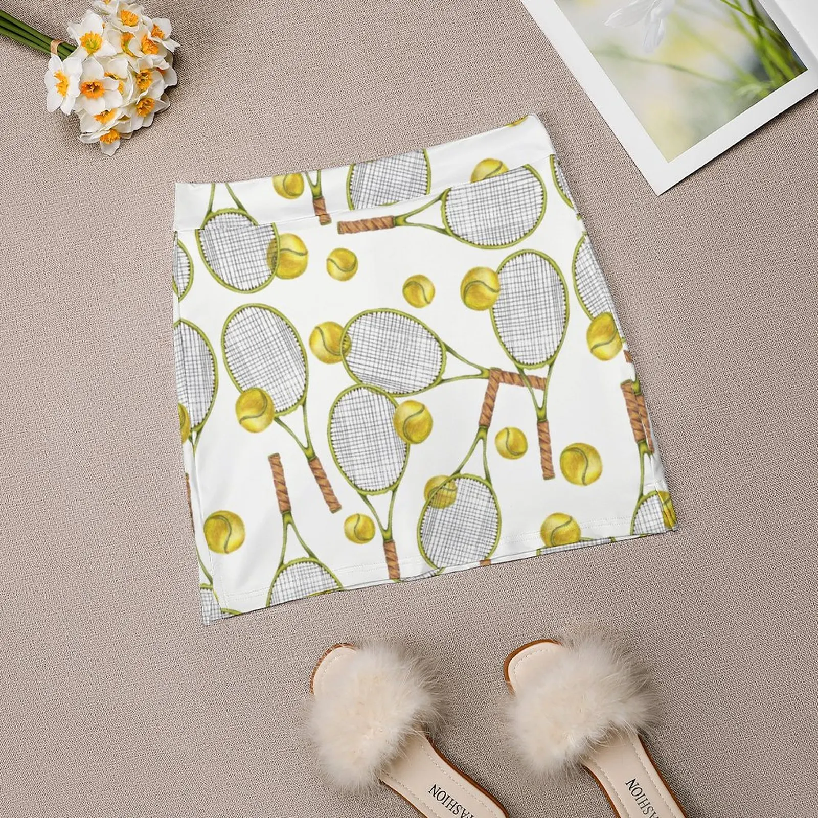 Patroon Met Tennis Rackets Met Tennis Ballen. Kleur Potlood Vrouwen Rok Met Verbergen Pocket Tennis Rok Golf Rokken Badminton