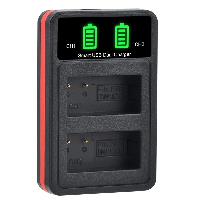 DT23 LED Dual Slot Battery for Panasonic for Lumix DMW-BLC12 G7 G85 G95 GH5 with Type-C USB