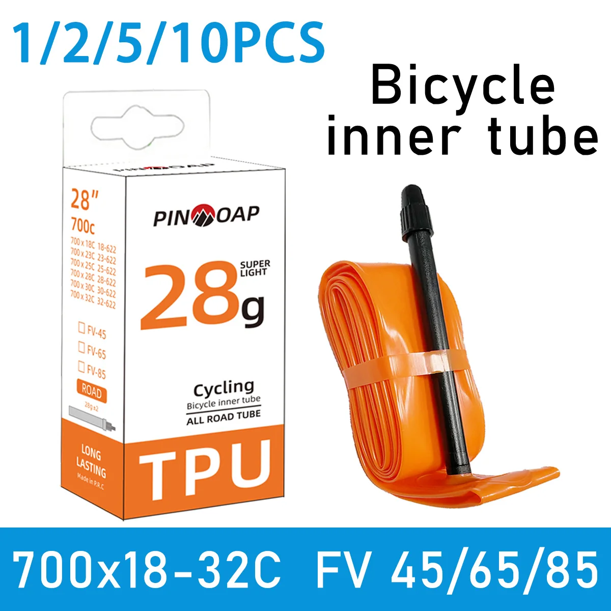AliExpress NONE 1/2/5/10PCS Road Bicycle Tpu Inner Tube Ultra Light 700c 45/65/85mm Presta Valve Bicycle Inner Tube French Air Nozzle Inner Tube