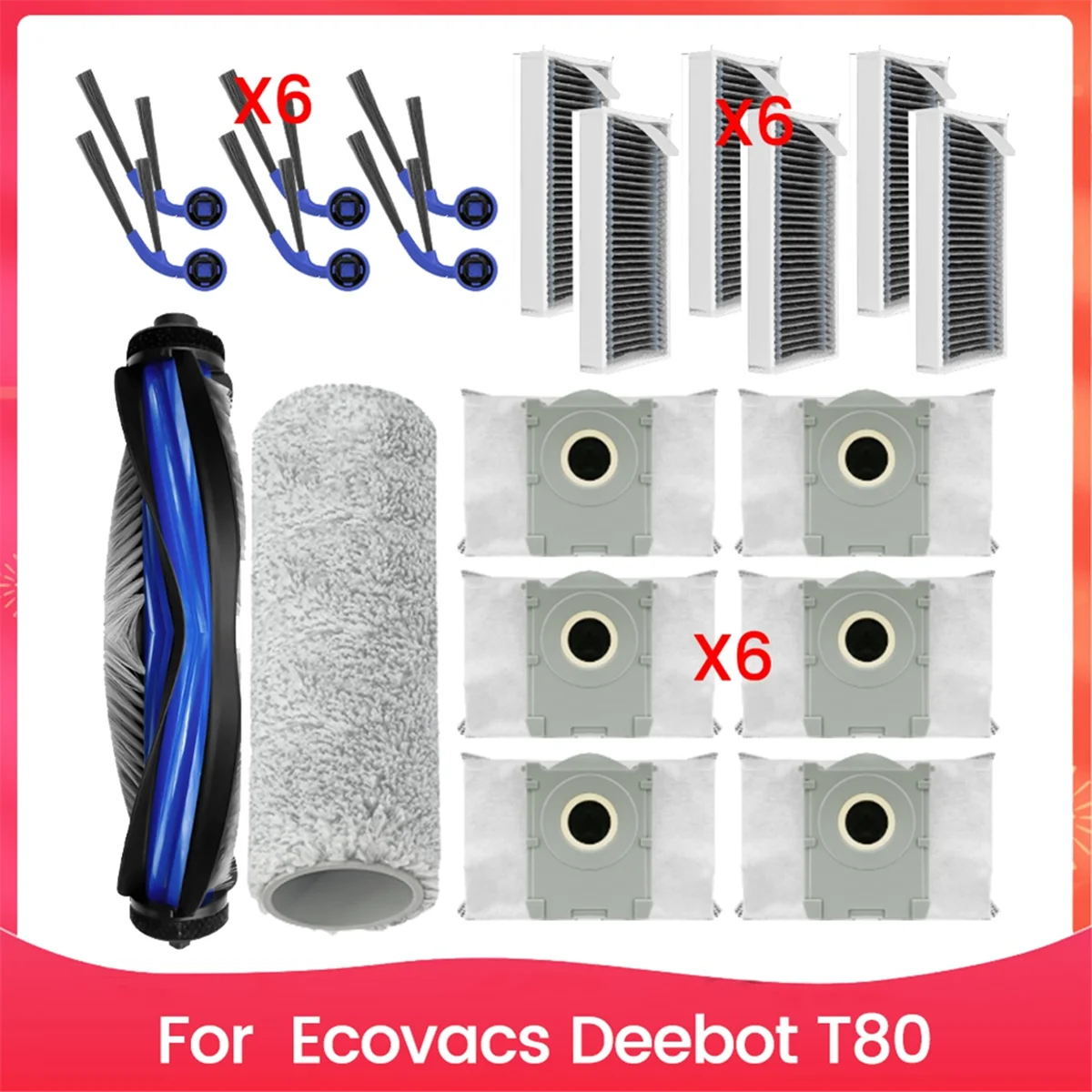 

A03R 20 шт. роликовая боковая щетка Hepa фильтр пылесборник замена для пылесоса T80 запасные части