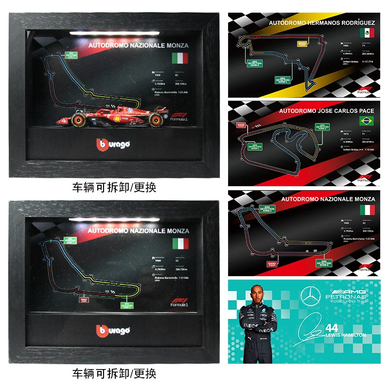 Bburago 1:43 2024 1:43 F1 Redbull RB20 # 11 Checo Perez Fórmula 1 modelo versão de porta-retratos de carro com coleção de luz LED