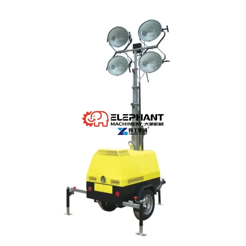 Hot Sale 9m Mast 4x1000W Towable Mobile  with 7.5kw Diesel Generator Factory Direct Price Portable  Light Tower