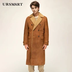 Men's Winter Long Leather Coat - Fur Integrated Thickened Warm Sheepskin Custom Design