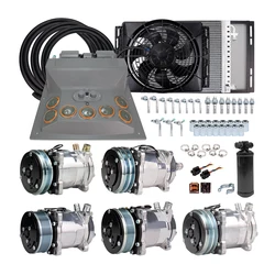 Universal Automotive 12V 24V A/C Air Conditioning Kit for Truck Minibus Van Tractor Digger RV Excavator AC Air Conditioner