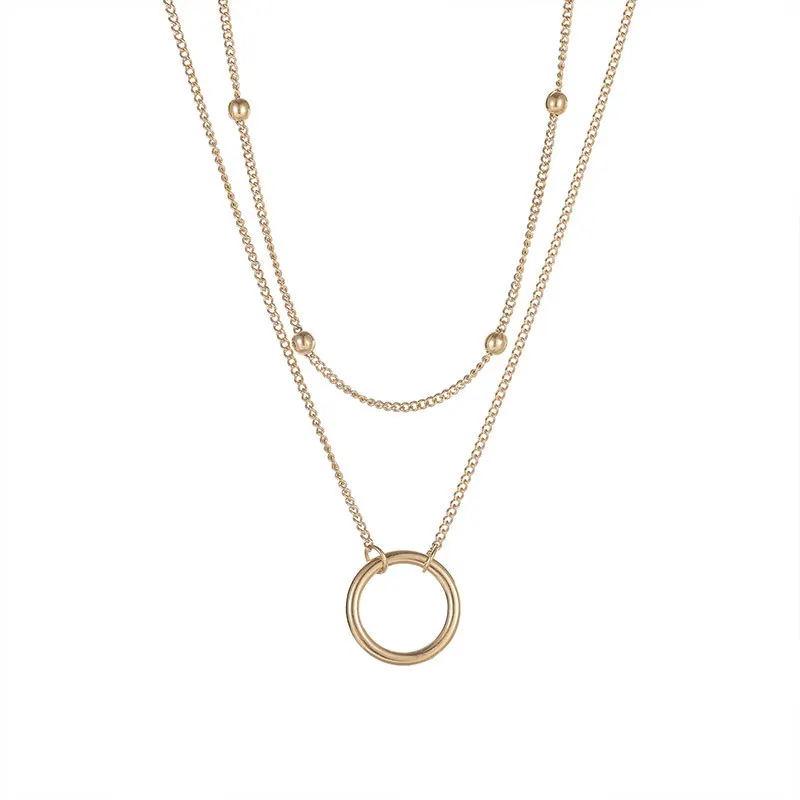 INS Exquisite 304 Stainless Steel Cross Layered Necklace Gold Plated Women Simplicity Ring Pendant Neck Jewelry Decoration