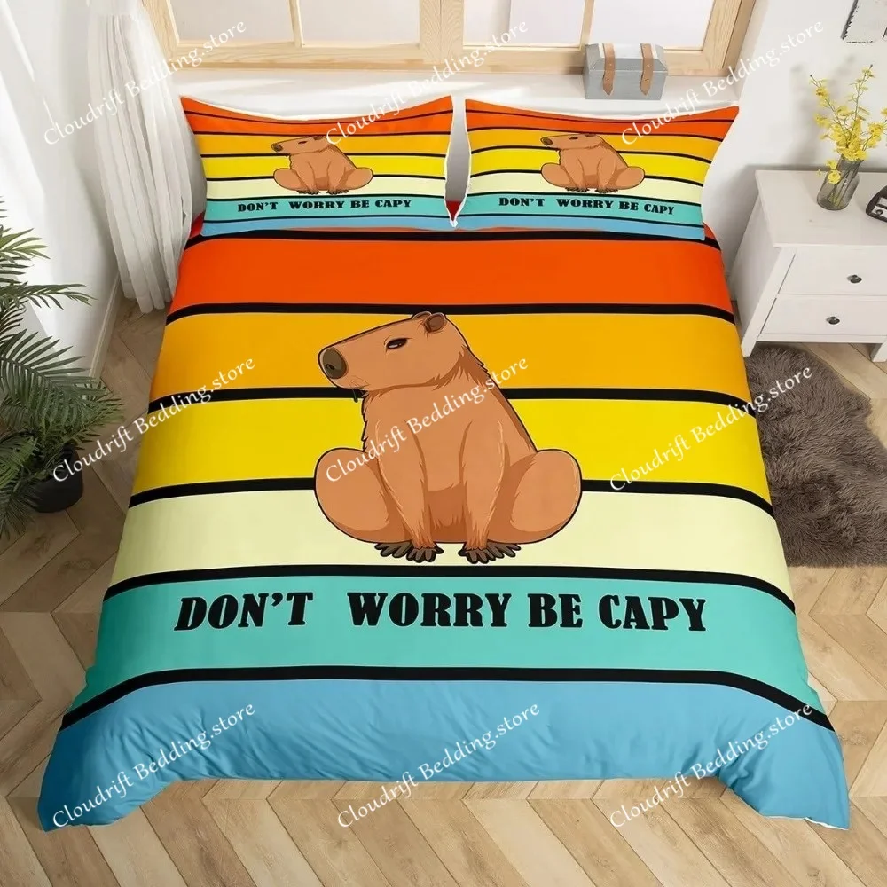 Capybaras Motif Bed Linen,Microfibre Bedding Sets, Children's Bed Linen  for Teenagers 3D Animal Printed  DuvetCover