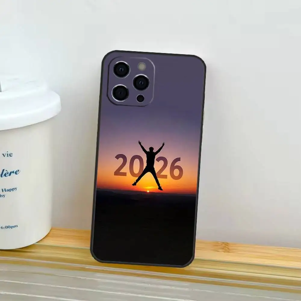 حافظة هاتف سنة جديدة سعيدة 2026 لهاتف آيفون 17,16,15,14,13,12,11 Plus,Pro,Max,XS غطاء ناعم من السيليكون #6