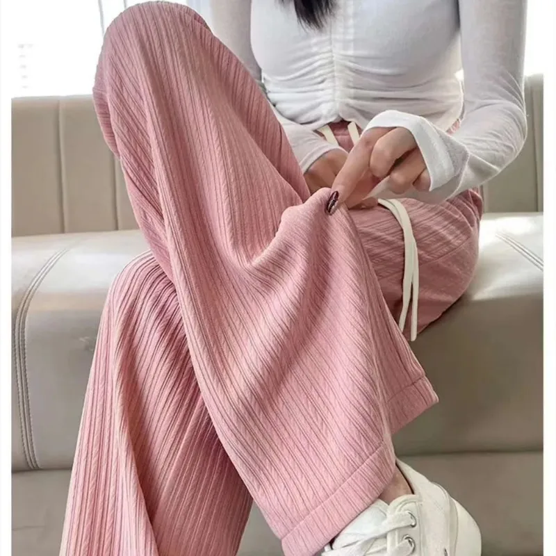 Teen Girls Spring Autumn High-waist Wide-leg Pants Woman Student Straight-leg Pants Slim Casual Work Pants Lady Women Long Pants