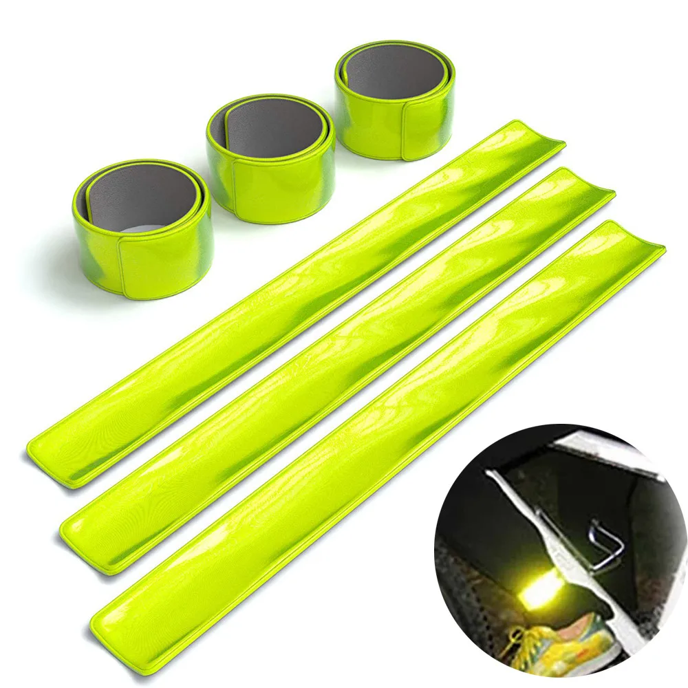 

6pcs Cycling Reflective Tape Strips Safe Bind Pants Leg Strap Fluorescent Band Warning Wristband Belt Bike Bicycle Accessories