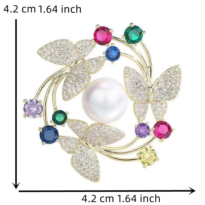 Exquisite Vintage Women Men Classic Butterfly Flower Pearl Brooches Jewelry Fashion Elegant Coat Suit Crystal Pins
