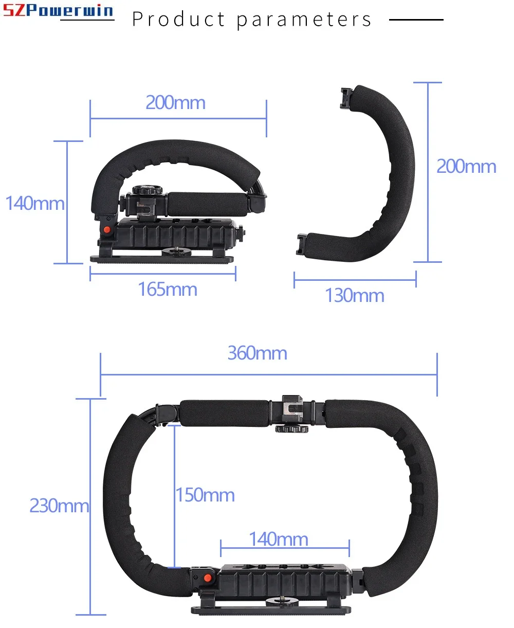 حامل على شكل حرف U، مثبت فيديو محمول لكاميرا DSLR Nikon Sony وكاميرا SLR الضوئية المحمولة لـ Gopro