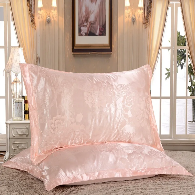 48 * 74cm European Satin Jacquard Pillowcase With Simulated Silk Color Ding Pillowcase As Double Bedding Pillowcase