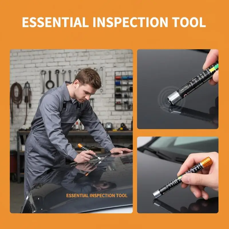 Hot！Car Paint Thickness Tester Test Meter Gauge Auto Paint Cars Paint Crash Check Test Paint Tester With Magnetic Tip Scale 1PC
