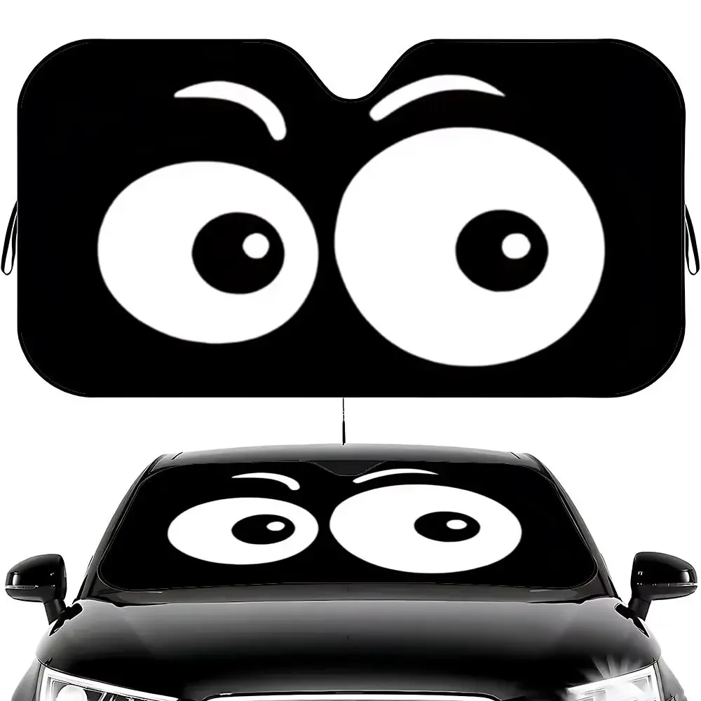 art B-Black Funny expression Sun Visor Car Windshield Sun Visor - Foldable Universal Fit UV Block Heat Insulation Sunshade