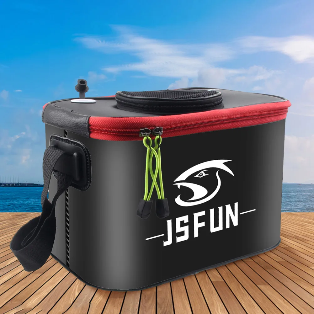 

Foldable EVA Fishing Bucket with Side Pockets and Breathable Mesh Top Cover for Outdoor and Travel Use