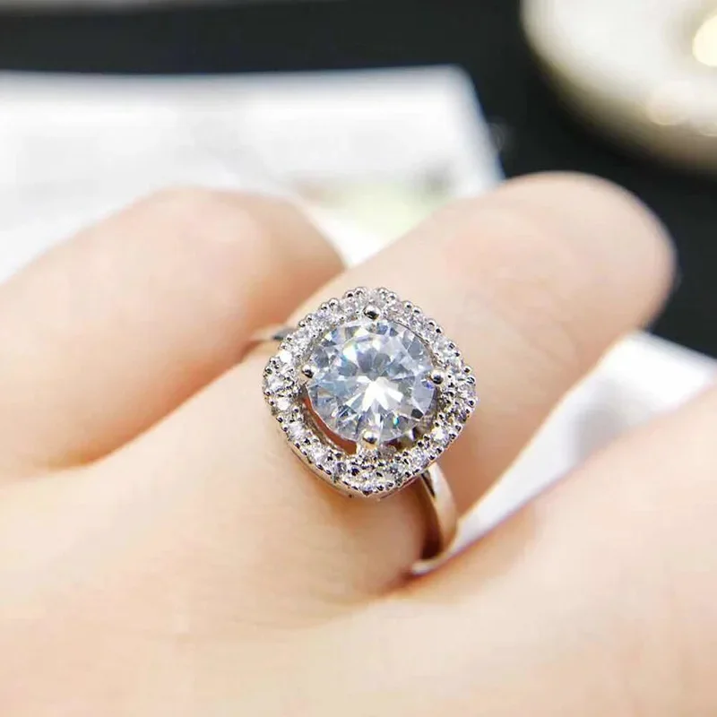 S925 Sterling Silver Ring New Sparkling Zircon Necklace Set Luxury Temperament Girl Personality Jewelry