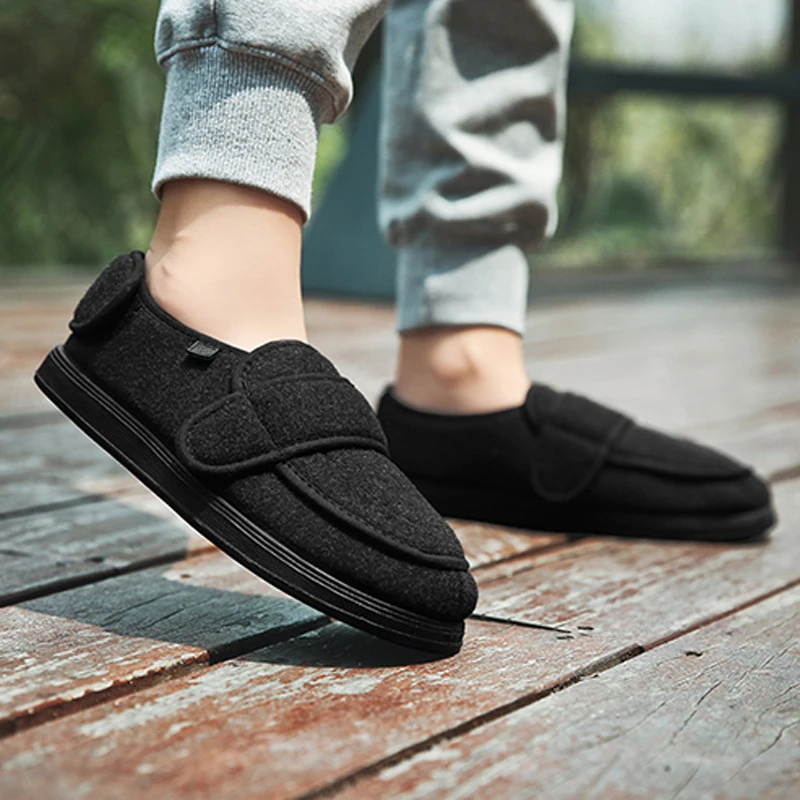 Wool Wide Feet Swollen Shoes Thumb Eversion Adjusting Soft Comfortable Diabetic Walking Casual Shoes Big Size