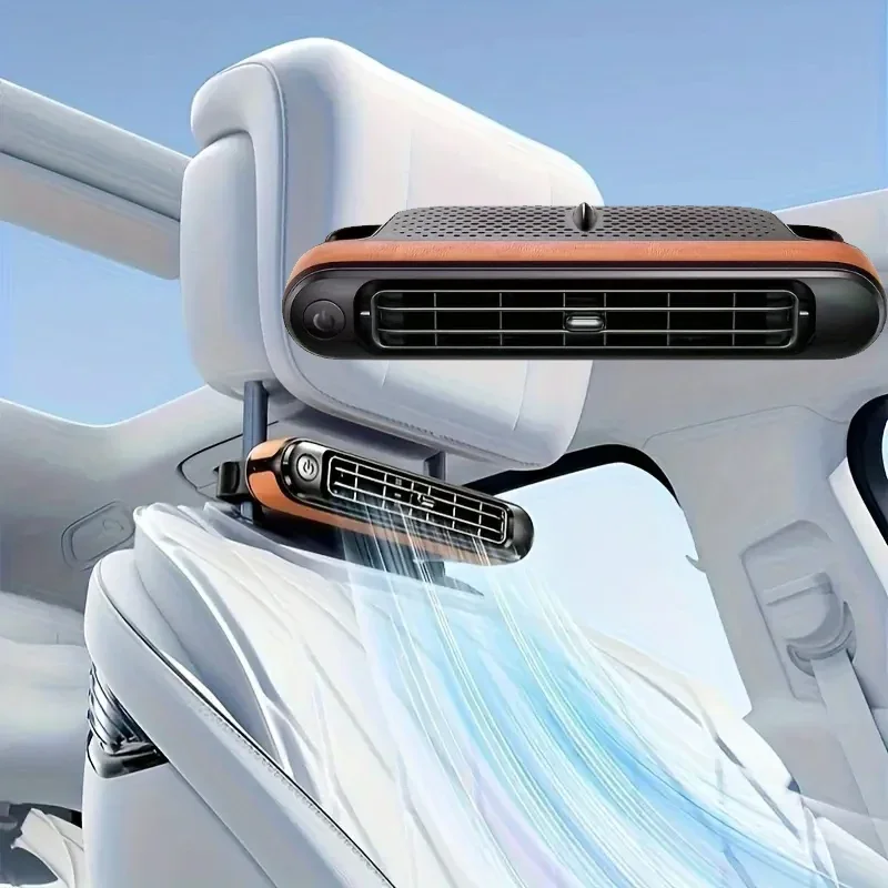 

Портативный вентилятор на сиденье автомобиля с USB-питанием, регулируемый 3-скоростной турбинный подголовник и спинка, охлаждающий вентилятор, дизайн без листьев Amagi