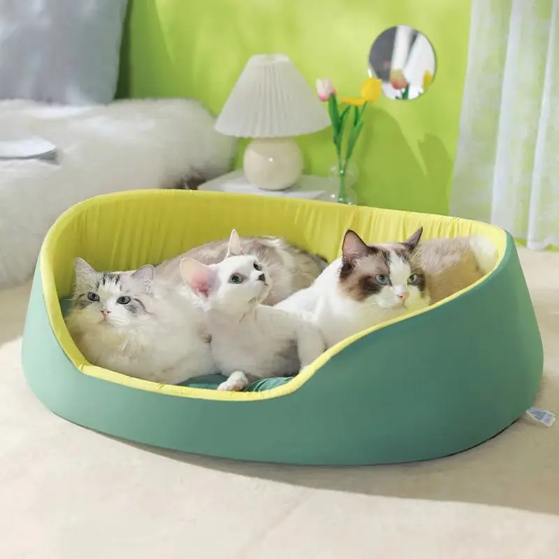 4 Season Large Pet Cat and Dog Bed Warm Comfortable Cat House Soft PP Cotton Nest Dog Basket Mat Autumn and Winter Waterproof