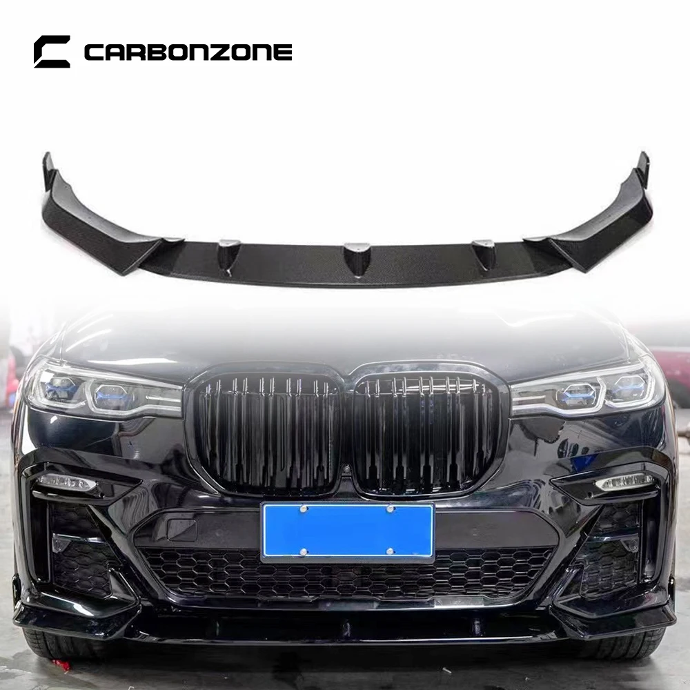 3-section Carbon Fiber Front Bumper Lip for BMW X7 G07 Car Diffuser Body Kit Accessories