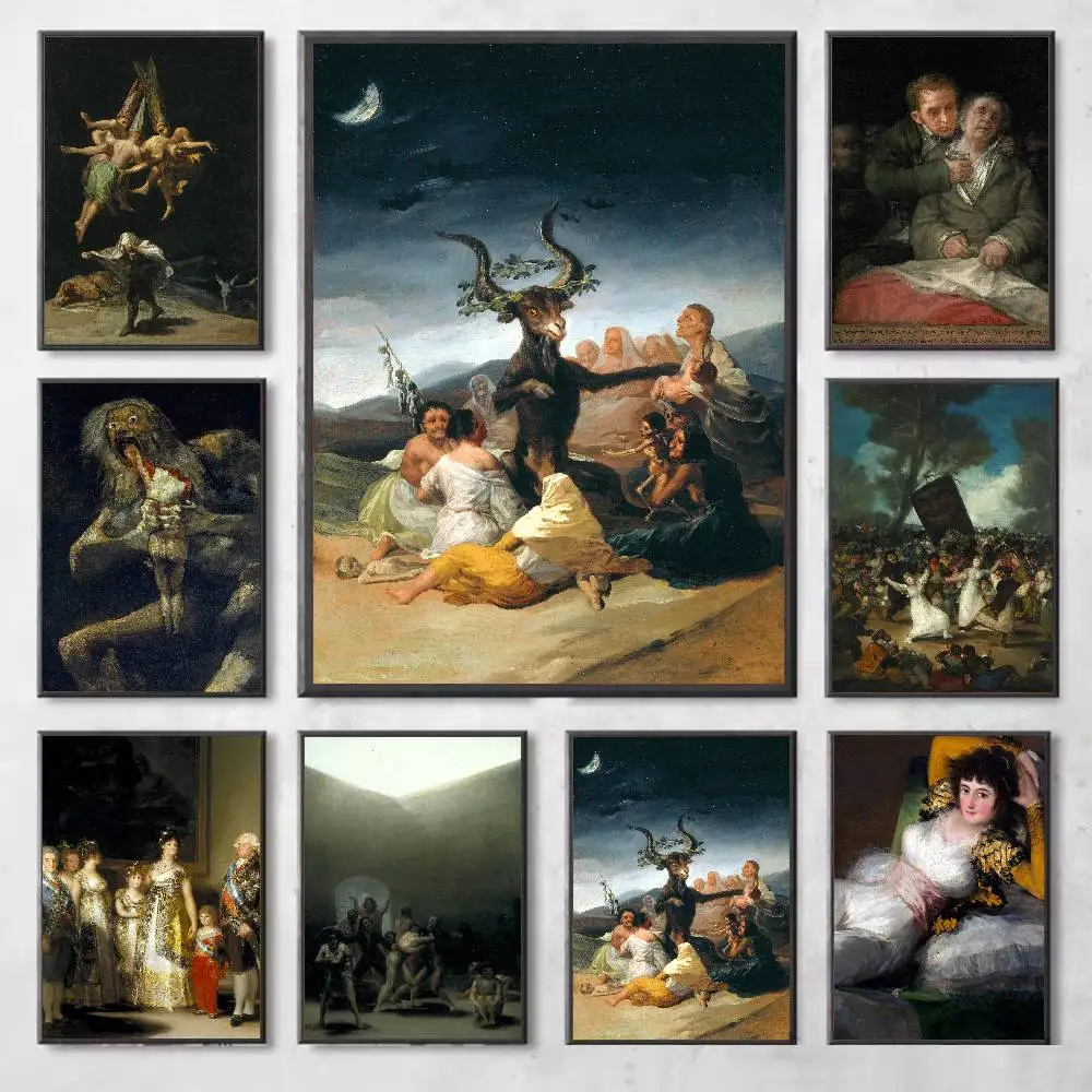 Póster de pintura famosa de Francisco Goya, impresiones de galería, decoración autoadhesiva para el hogar, calcomanías de pared, pegatina para el salón