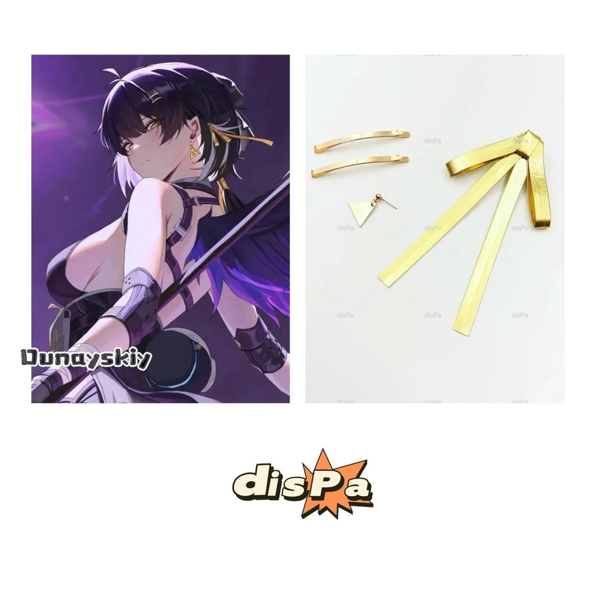 aBNNC*@Cosplay Wuthering Waves Rover Costume Accessory Character Hairpins Earrings PU Bow Headwear Electroplating Hair Clip view 3