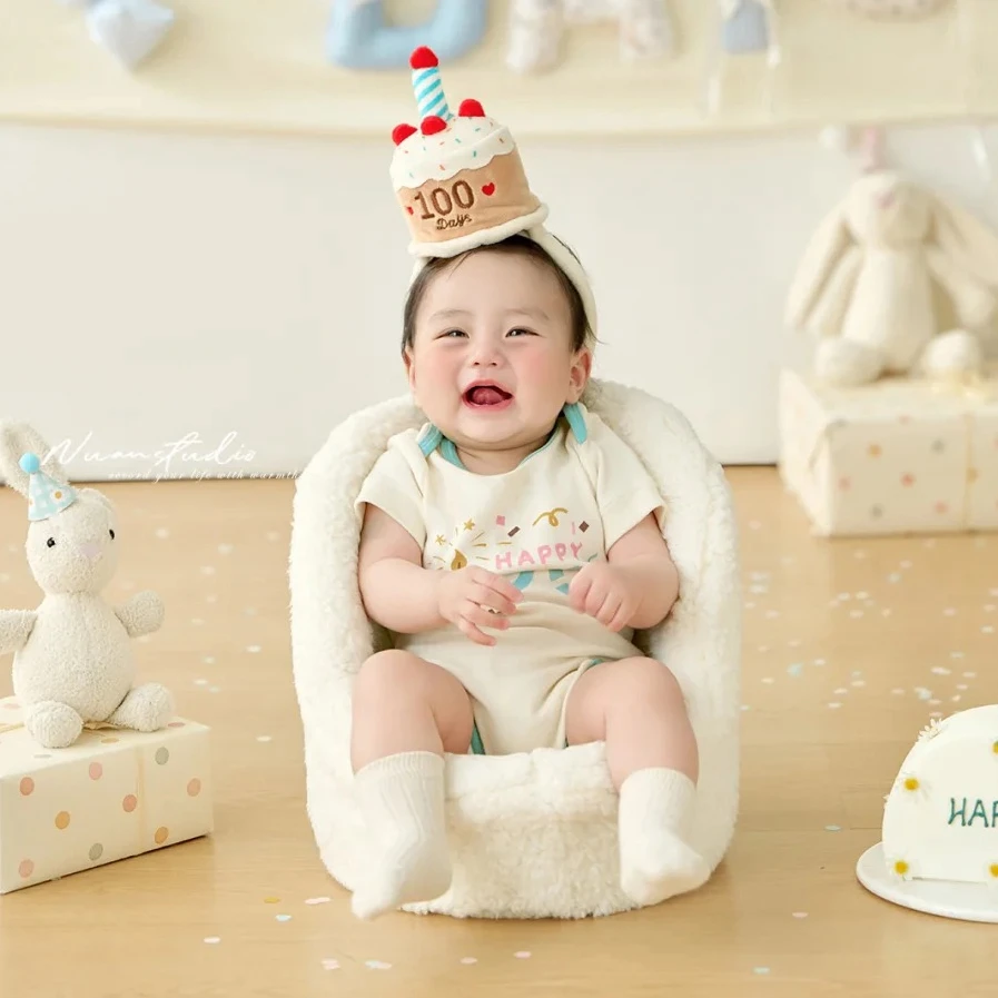 0-3 Moths My First Birthday Outfit Cotton Romper Candle Hat Soft Socks Baby Boy Birthday Clothes Party Wear Baby Photo Outfit