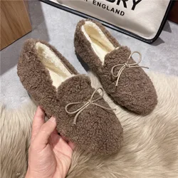 Fashion Women's Winter Warm Outdoor Shoes 2024 New Ladies Casual Plush Flats Slip-On Loafers Moccasins Femme Winter Cotton Shoes