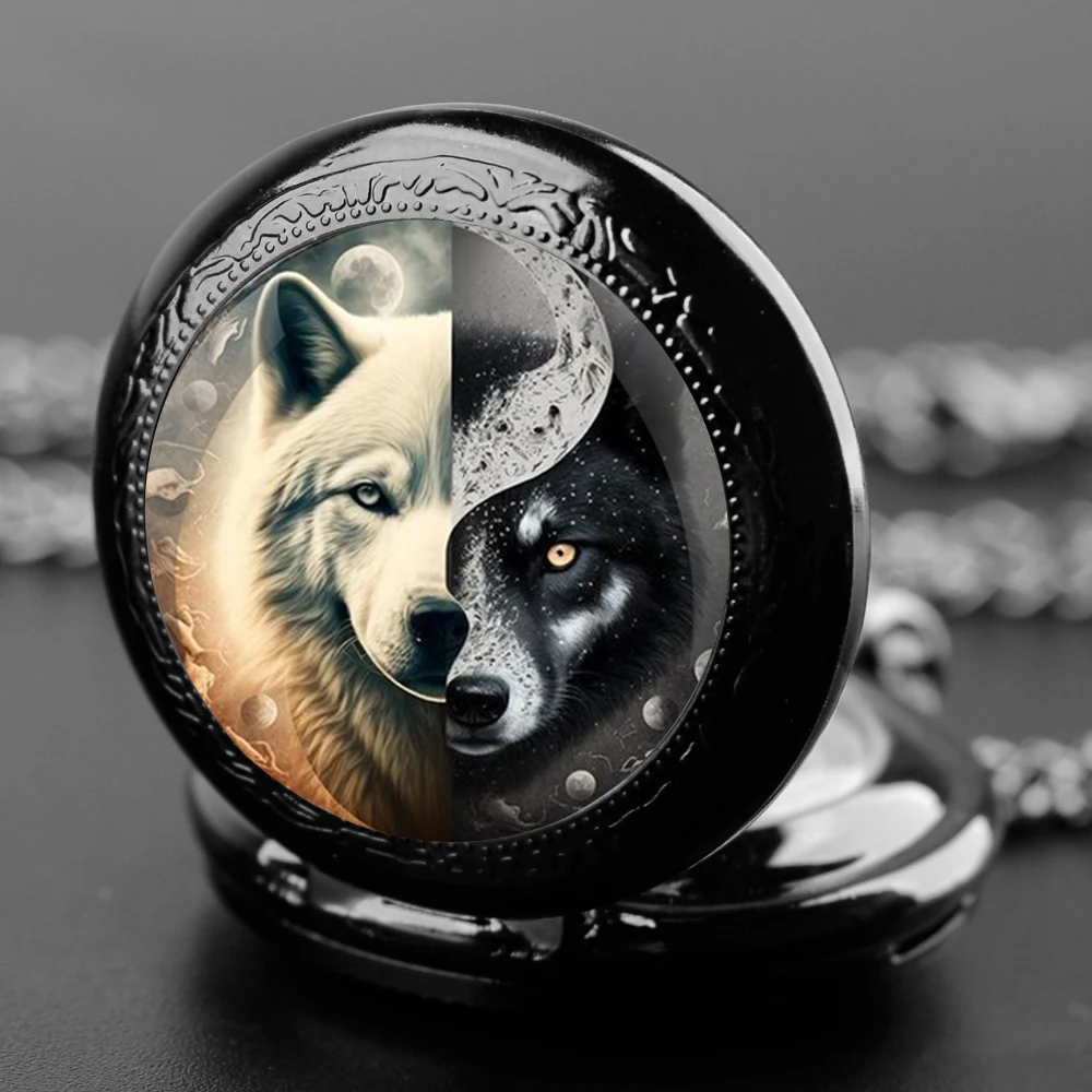 Mysterio Dragon Wolf Tiger Creative Vintage Quartz Pocket Watch Men Women Pendant Necklace Chain Charm Clock Watch Jewelry Gifts