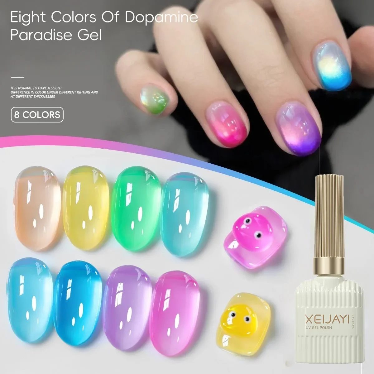 

15ml 8Pcs Dopamine Ice Jelly Gel Nail Polish Set Gorgeous Color Full Coverage Semi Permanent Varnish Soak Off UV Gel Varnishes