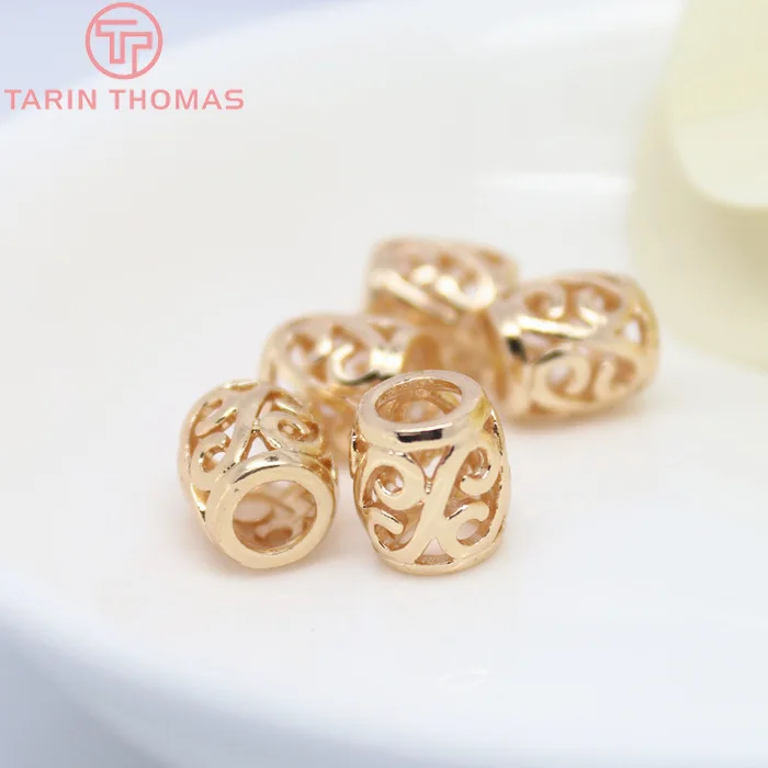 (2843)6PCS 9.6x8.6MM 24K Gold Color Plated Brass Oval Spacer Beads Bracelet Beads High Quality Diy Jewelry Accessories