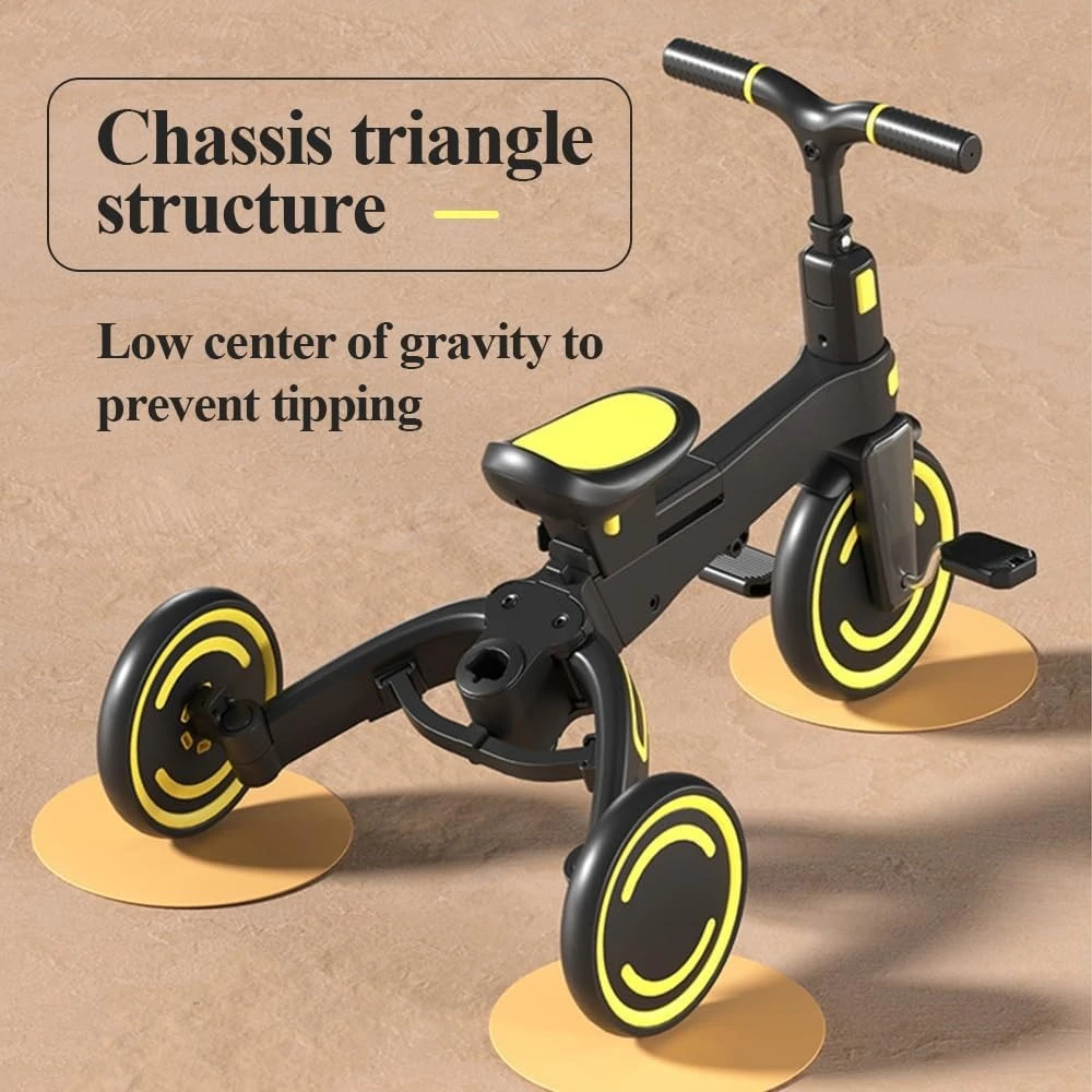 幼児用9-in-1プッシュトライク、調節可能なハンドルと安全ハーネス付きの変形可能なキッズトライク、軽量で折りたたみ可能、男の子と女の子向け