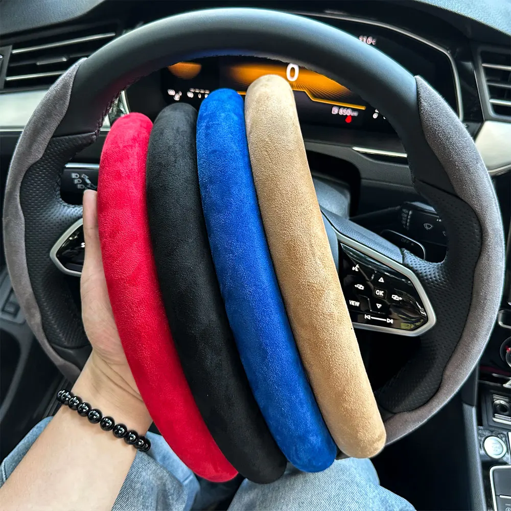

Зима 2025, новый автомобильный чехол на руль, чехол для переключения передач, ручной тормоз, защитное украшение, теплые супер толстые плюшевые автоаксессуары